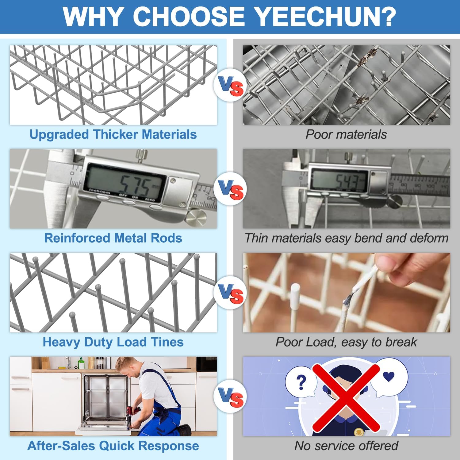 2026 UPGRADED W10728159 Dishwasher Lower Rack Replacement W10525646,Compatible with Kitchenaid Kenmore Whirlpool Maytag Dishwasher Bottom Rack Parts KDFE104DSS4/KDTE104ESS4,Comes 4pcs WP3376961 Roller